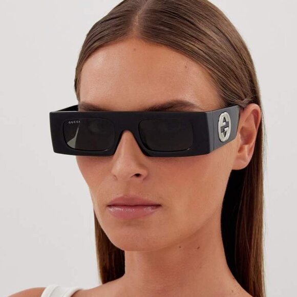 NEW GUCCI BLACK SQUARE UNISEX SUNGLASSES GUCCI - Picture 3 of 15